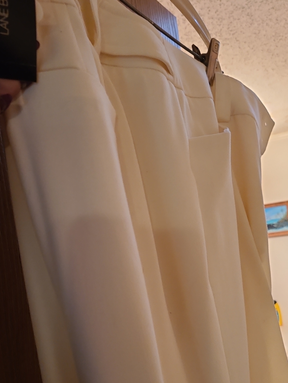 Lane Bryant Cream Wide-Leg Trousers with Pleats
